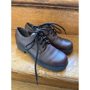 Vintage SONOMA Y2K‎ 90s Brown Leather Chunky Oxfords Lug Sole Size 6